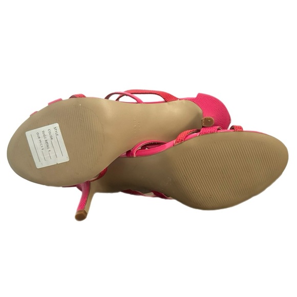 NINE WEST Hot Pink Vegan Leather Strappy High Heel Sandals Stiletto Sz 10 Womens - Picture 9 of 9